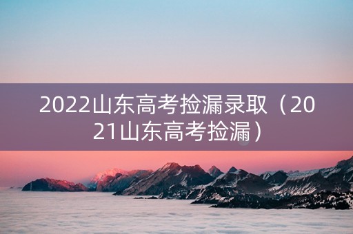 2022山东高考捡漏录取（2021山东高考捡漏）