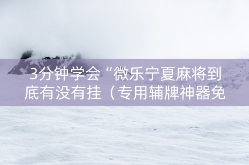 3分钟学会“微乐宁夏麻将到底有没有挂（专用辅牌神器免安装）