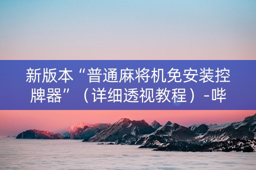 新版本“普通麻将机免安装控牌器”（详细透视教程）-哔哩哔哩