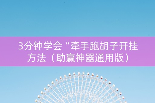 3分钟学会“牵手跑胡子开挂方法（助赢神器通用版）
