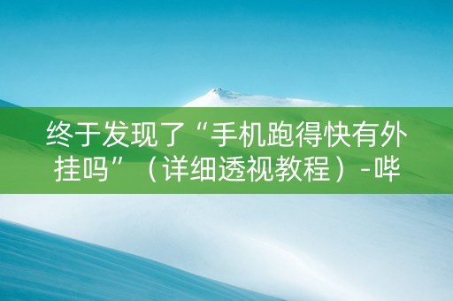 终于发现了“手机跑得快有外挂吗”（详细透视教程）-哔哩哔哩