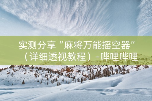 实测分享“麻将万能摇空器”（详细透视教程）-哔哩哔哩
