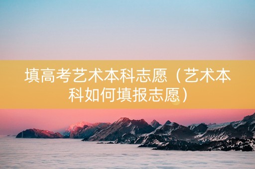 填高考艺术本科志愿（艺术本科如何填报志愿）