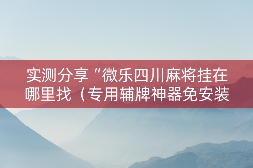 实测分享“微乐四川麻将挂在哪里找（专用辅牌神器免安装）