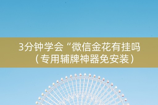 3分钟学会“微信金花有挂吗（专用辅牌神器免安装）