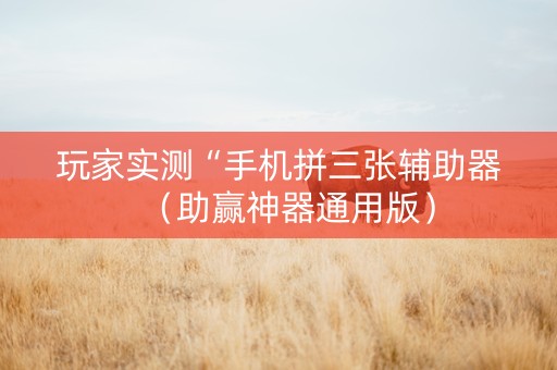 玩家实测“手机拼三张辅助器（助赢神器通用版）