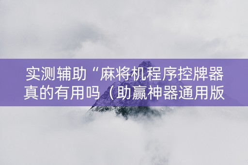 实测辅助“麻将机程序控牌器真的有用吗（助赢神器通用版）