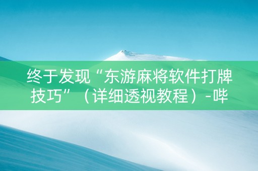 终于发现“东游麻将软件打牌技巧”（详细透视教程）-哔哩哔哩