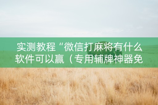 实测教程“微信打麻将有什么软件可以赢（专用辅牌神器免安装）