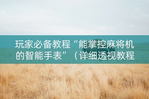 玩家必备教程“能掌控麻将机的智能手表”（详细透视教程）-哔哩哔哩