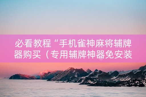 必看教程“手机雀神麻将辅牌器购买（专用辅牌神器免安装）