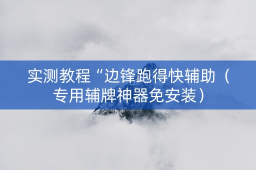 实测教程“边锋跑得快辅助（专用辅牌神器免安装）