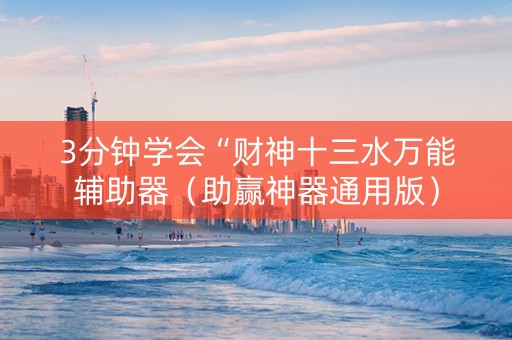 3分钟学会“财神十三水万能辅助器（助赢神器通用版）