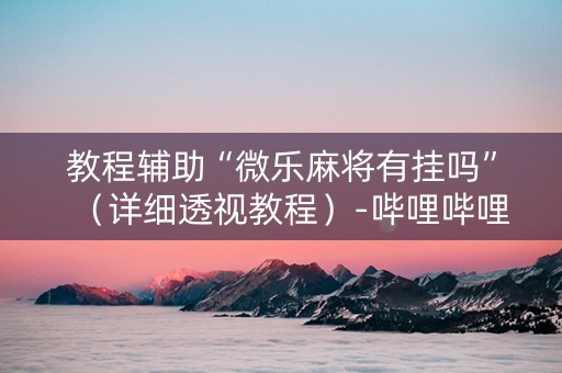 教程辅助“微乐麻将有挂吗”（详细透视教程）-哔哩哔哩