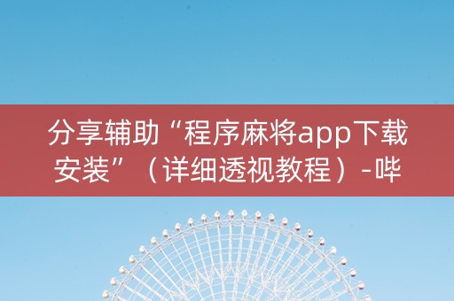 分享辅助“程序麻将app下载安装”（详细透视教程）-哔哩哔哩