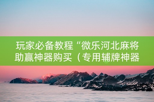 玩家必备教程“微乐河北麻将助赢神器购买（专用辅牌神器免安装）