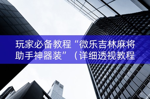 玩家必备教程“微乐吉林麻将助手神器装”（详细透视教程）-哔哩哔哩