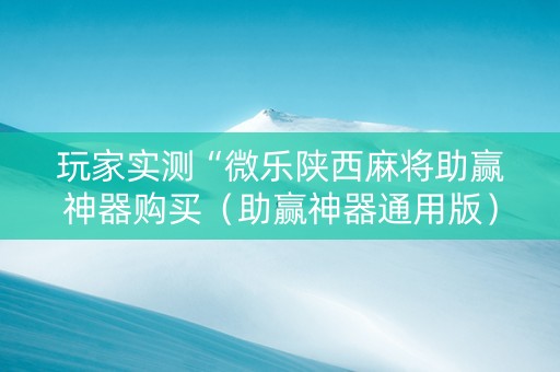 玩家实测“微乐陕西麻将助赢神器购买（助赢神器通用版）