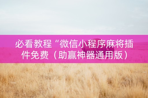 必看教程“微信小程序麻将插件免费（助赢神器通用版）