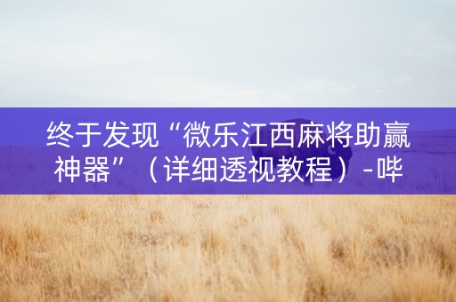 终于发现“微乐江西麻将助赢神器”（详细透视教程）-哔哩哔哩