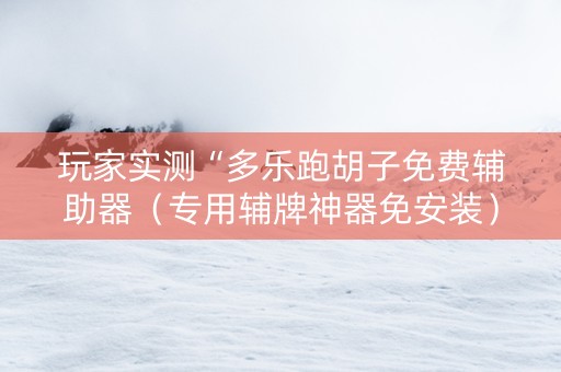 玩家实测“多乐跑胡子免费辅助器（专用辅牌神器免安装）