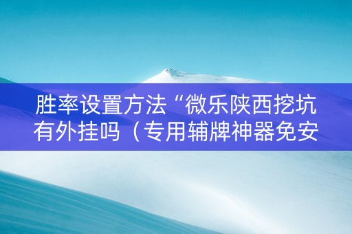 胜率设置方法“微乐陕西挖坑有外挂吗（专用辅牌神器免安装）