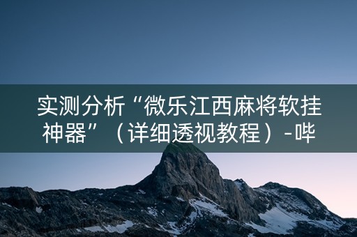实测分析“微乐江西麻将软挂神器”（详细透视教程）-哔哩哔哩