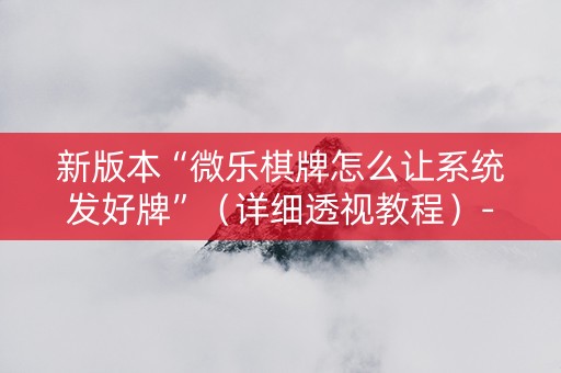 新版本“微乐棋牌怎么让系统发好牌”（详细透视教程）-哔哩哔哩