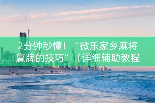 2分钟秒懂！“微乐家乡麻将赢牌的技巧”（详细辅助教程）-哔哩哔哩