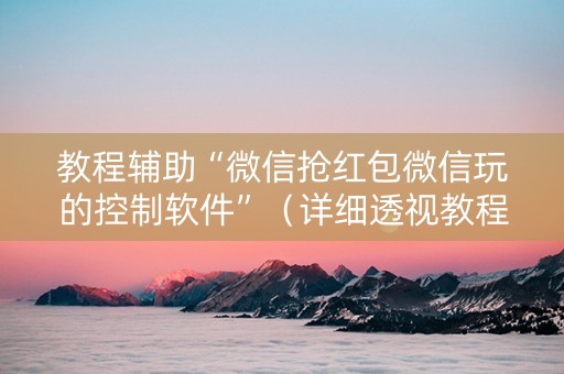 教程辅助“微信抢红包微信玩的控制软件”（详细透视教程）-哔哩哔哩
