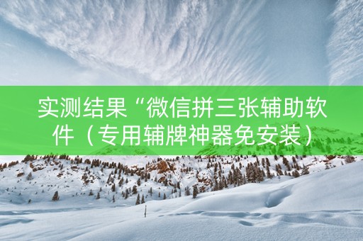 实测结果“微信拼三张辅助软件（专用辅牌神器免安装）