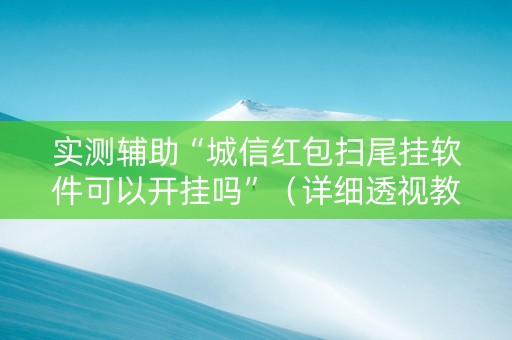 实测辅助“城信红包扫尾挂软件可以开挂吗”（详细透视教程）-哔哩哔哩