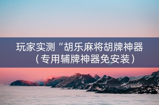 玩家实测“胡乐麻将胡牌神器（专用辅牌神器免安装）