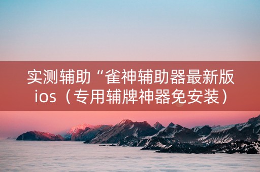 实测辅助“雀神辅助器最新版ios（专用辅牌神器免安装）