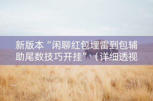 新版本“闲聊红包埋雷到包辅助尾数技巧开挂”（详细透视教程）-哔哩哔哩