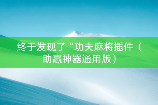 终于发现了“功夫麻将插件（助赢神器通用版）