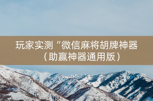 玩家实测“微信麻将胡牌神器（助赢神器通用版）