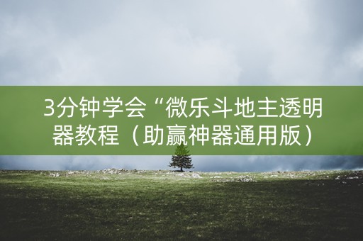 3分钟学会“微乐斗地主透明器教程（助赢神器通用版）