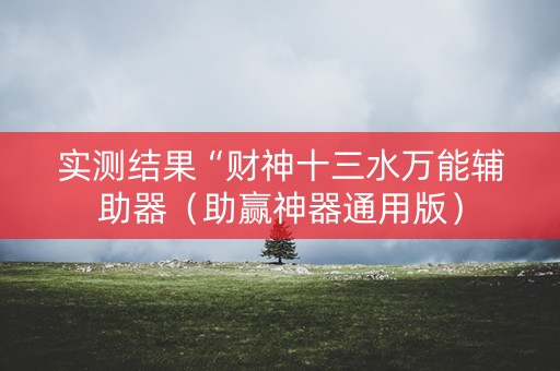 实测结果“财神十三水万能辅助器（助赢神器通用版）