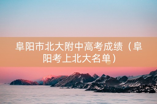 阜阳市北大附中高考成绩（阜阳考上北大名单）
