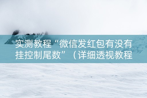 实测教程“微信发红包有没有挂控制尾数”（详细透视教程）-哔哩哔哩