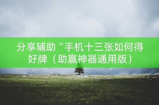 分享辅助“手机十三张如何得好牌（助赢神器通用版）
