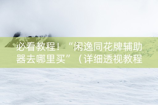 必看教程！“闲逸同花牌辅助器去哪里买”（详细透视教程）-哔哩哔哩