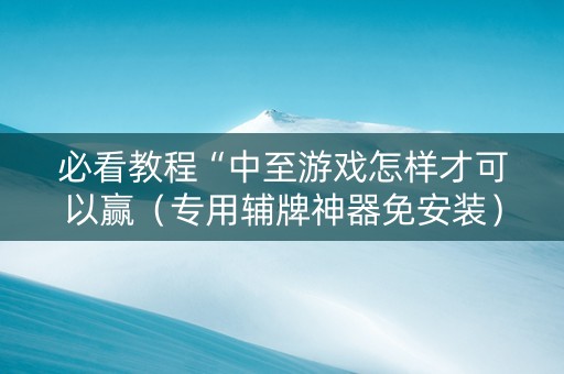 必看教程“中至游戏怎样才可以赢（专用辅牌神器免安装）