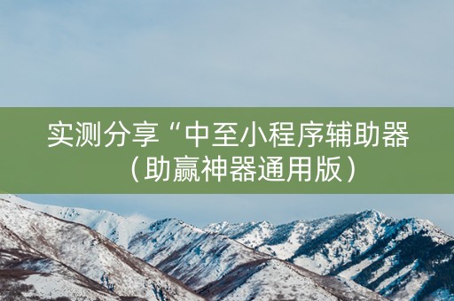 实测分享“中至小程序辅助器（助赢神器通用版）