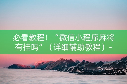 必看教程！“微信小程序麻将有挂吗”（详细辅助教程）-哔哩哔哩