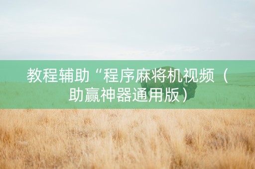 教程辅助“程序麻将机视频（助赢神器通用版）