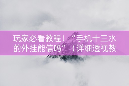 玩家必看教程！“手机十三水的外挂能信吗”（详细透视教程）-哔哩哔哩
