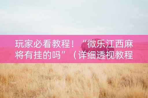玩家必看教程！“微乐江西麻将有挂的吗”（详细透视教程）-哔哩哔哩