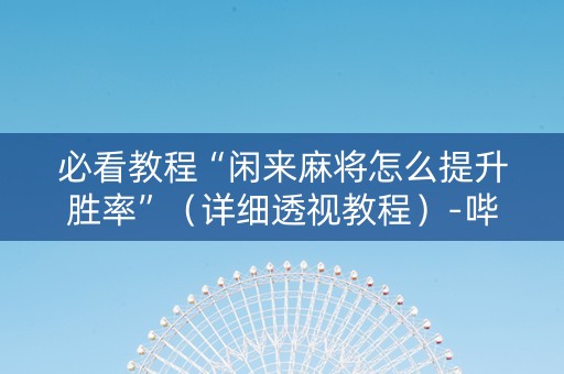 必看教程“闲来麻将怎么提升胜率”（详细透视教程）-哔哩哔哩